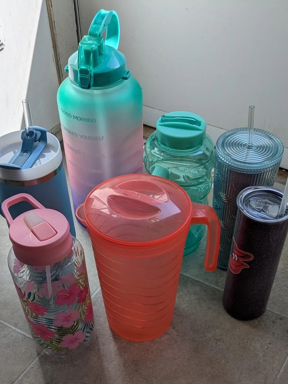 Orioles Purple Speckle Travel Tumbler with Clear Lid and Straw